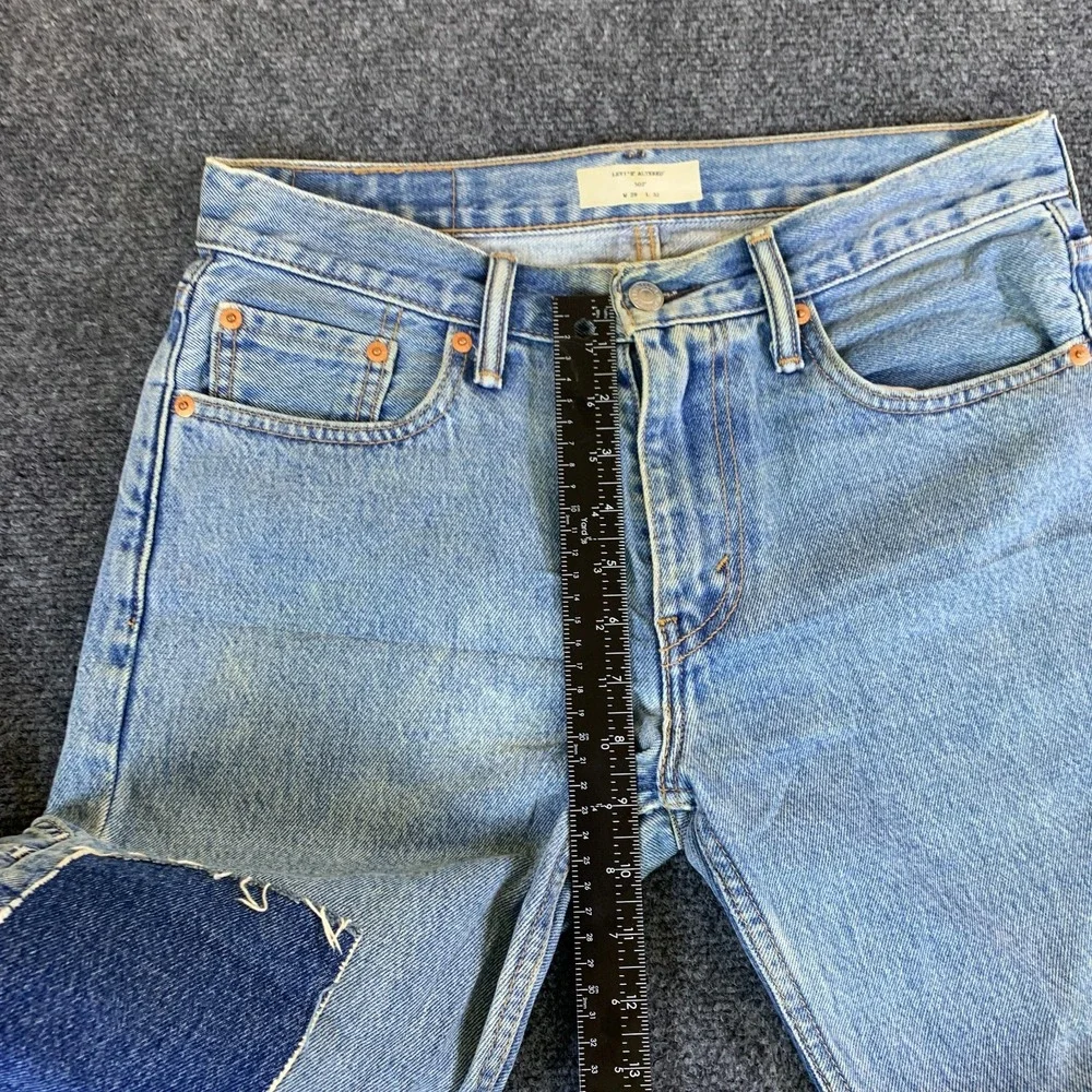 Levi’s Altered 502 Carpenter Jeans Mens 32x26.5 Blue Denim Cotton Patchwork